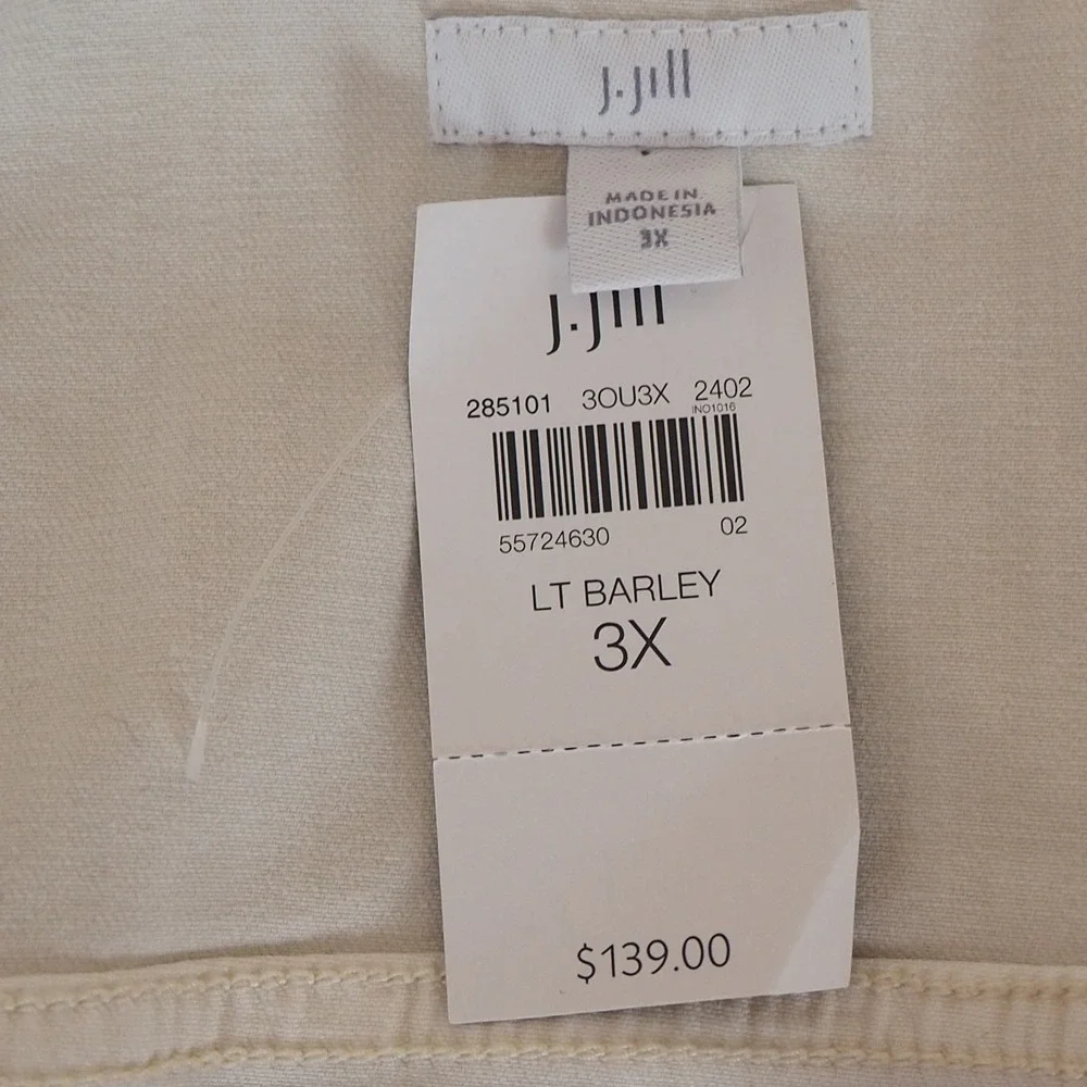 NWT J. Jill Cream Denim Belted Duster Trench Coat Size 3X Light Jacket in Barley - Picture 7 of 16